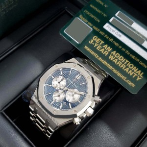 Audemars Piguet Royal Oak 41mm Chronograph Blue Dial Steel Watch 