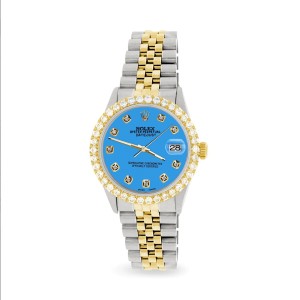Rolex Datejust 36mm 2-Tone Watch Diamond Bezel/Blue Diamond Dial