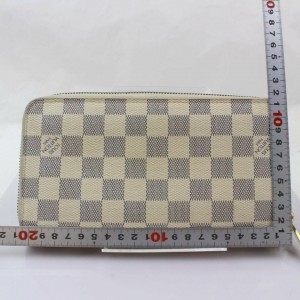 Louis Vuitton Damier Azur Long Zippy Organizer Wallet Zip Around White 871029