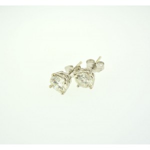 14K White Gold Round Natural 1.52 ct Diamond Stud Earrings 
