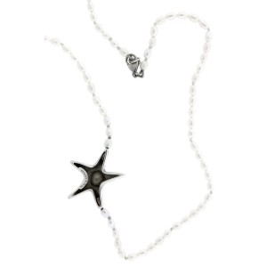 Tiffany & Co. 925 Sterling Silver Pearl Starfish Necklace 