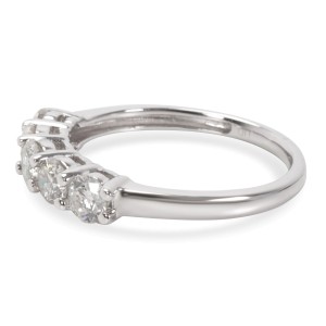 Five Stone Diamond Wedding Band in 14Kt White Gold 1.00 CTW