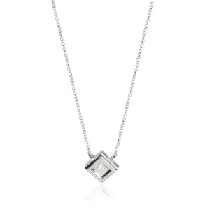 GIA Certified Princess Cut Diamond Pendant in 14K White Gold (0.31 ct D/VVS2)