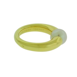 Cartier 8mm Pearl Ring In 18K Yellow Gold Size 52, USA 6
