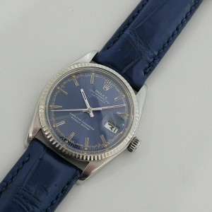 Mens Rolex Oyster Datejust  36mm 18k SS Blue Dial Automatic 1970s RJC174