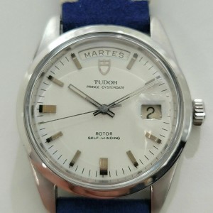 Mens Tudor Oyster Prince 7017/0 Date Day Jumbo 38mm Automatic 1960s Swiss