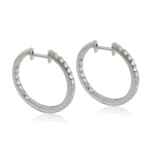 Diamond Hoop Earring in 14k White Gold 1 CTW
