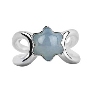 Montblanc Sterling Silver & Blue Chalcedony Silver Star Collection Ring 