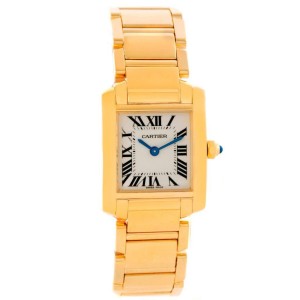 Cartier W50002N2 Tank Francaise Small 18k Yellow Gold Women's Watch 