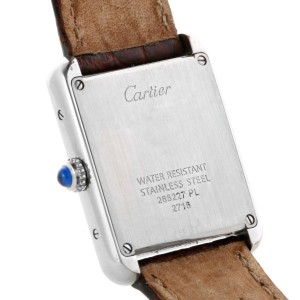Cartier W1018255 Tank Solo Ladies Stainless Steel Brown Strap Watch 