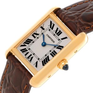 Cartier W1529856 Tank Louis 18K Yellow Gold Brown Strap Small Watch 