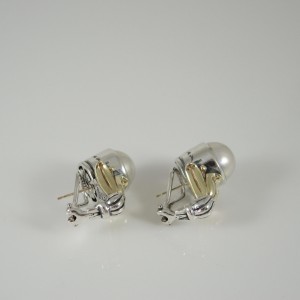 Lagos Sterling Silver 18K Yellow Gold Mabe Pearl Arcadian Earrings