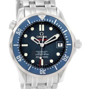 Omega Seamaster 2222.80.00 Stainless Steel James Bond Blue Dial 36.25mm Mens Watch 