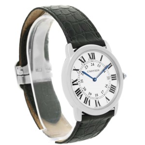 Cartier Ronde Solo W6700255 Stainless Steel Black Strap Date 36mm Watch
