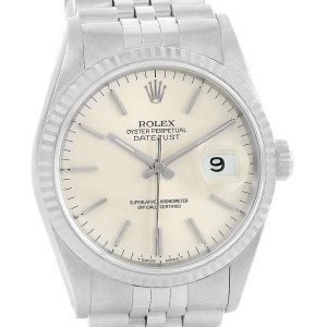 Rolex Datejust 16234 Stainless Steel & 18K White Gold Silver Dial Automatic 36mm Mens Watch