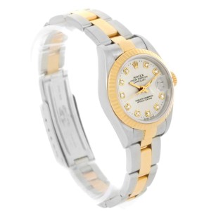 Rolex Datejust 79173 Stainless Steel & 18K Yellow Gold Silver Diamond Dial 26mm Womens Watch