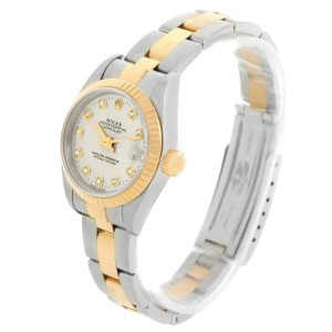 Rolex Datejust 79173 Stainless Steel & 18K Yellow Gold Silver Diamond Dial 26mm Womens Watch
