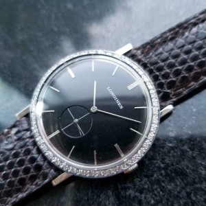 Midsize Longines 18k White Gold ref.167-B Diamond Dress Watch 32mm 1960s LV65BRN