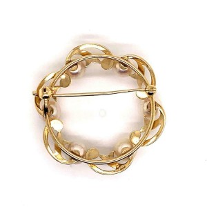Mikimoto Estate Brooch Pin With Pearls 14k Gold 7.83 Grams 6.07 mm M129