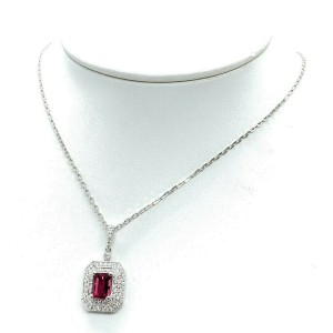 Diamond Rubellite Tourmaline Necklace 18k Gold 1.80 TCW Certified $4,950 921140