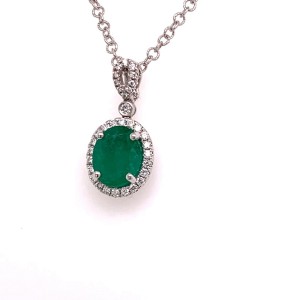 Diamond Emerald Necklace 18k Gold 3.70 TCW Italy Certified 