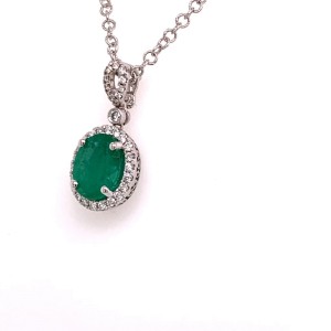Diamond Emerald Necklace 18k Gold 3.70 TCW Italy Certified 