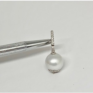 Diamond South Sea Pearl Earrings 14k Gold 13 mm Certified 