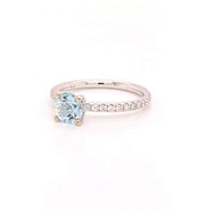 Diamond Aquamarine Ring 18k Gold 1.08 TCW Certified 