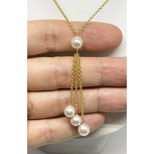 Akoya Pearl Necklace 14k Gold 7.70 mm Drop 17.75" Certified $1,500 721776