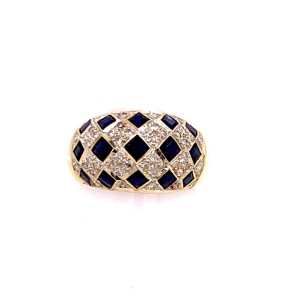 Diamond Sapphire Ring 14k Gold 2.14 TCW Checkerboard Certified $2,850 606974