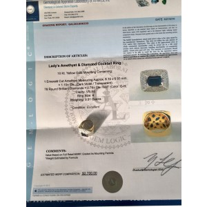 Diamond Amethyst Ring 10k Gold 1.88 TCW Women Certified $2,700 606233