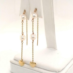 Akoya Pearl Earrings 14 KT Gold Certified $890 013428