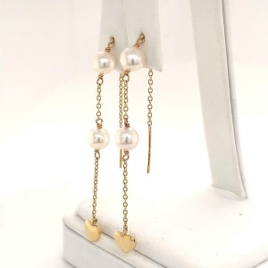 Akoya Pearl Earrings 14 KT Gold Certified $890 013428