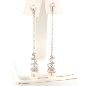 Diamond Akoya Pearl Earrings 14 KT Gold Certified $999 013431