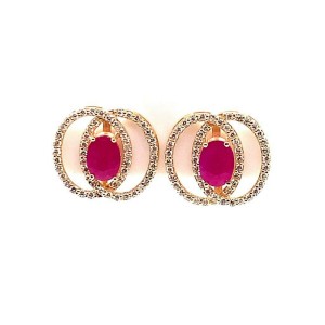 Diamond Ruby Stud Earrings 14k Yellow Gold 2.90 mm Certified $5,950 018661