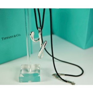 Tiffany & Co. Peretti HUGE XL Alphabet Letter Y Pendant Necklace Adj Silk Cord