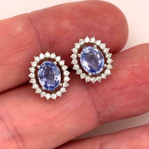Diamond Sapphire Earrings 14k Gold 3.24 TCW Certified $5,950 018655