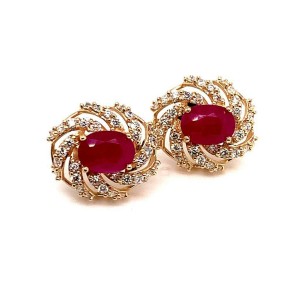 Diamond Ruby Earrings 14k Yellow Gold 3.64 TCW Certified $6,950 018671