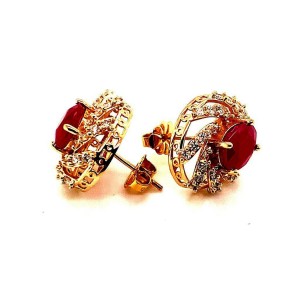 Diamond Ruby Earrings 14k Yellow Gold 3.64 TCW Certified $6,950 018671