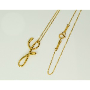 Tiffany & Co Elsa Peretti Letter Y Alphabet Pendant Necklace 18K Gold