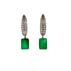 Diamond Emerald Earrings 4.74 TCW 14k White Gold Certified $7,250 018693