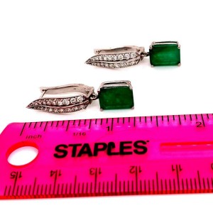 Diamond Emerald Earrings 4.74 TCW 14k White Gold Certified $7,250 018693