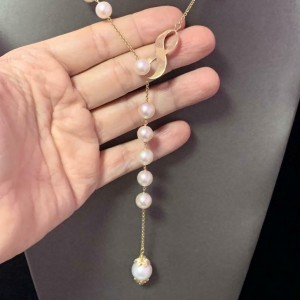 Diamond Akoya South Sea Pearl Lariat Necklace 14k Gold Certified $3,950 910817