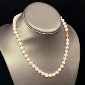 Akoya Pearl Necklace 14k YG 8 mm 16" Certified $3,950 111844