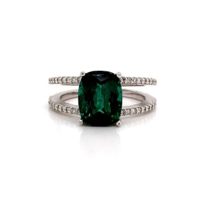 Natural Tourmaline Diamond Ring 14k WG 3.33 TCW Certified $4,950 111876