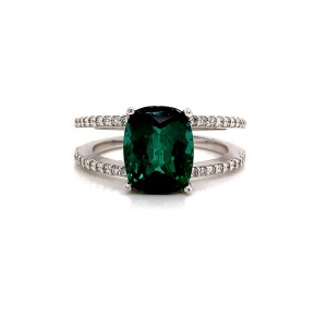 Natural Tourmaline Diamond Ring 14k WG 3.33 TCW Certified $4,950 111876