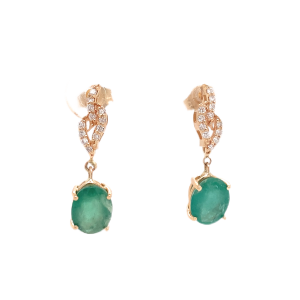 Natural Emerald Diamond Earrings 14k YG 1.97 TCW Certified $3,950 018694