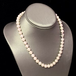Akoya Pearl Necklace 14k White Gold 17" 8.5 mm Certified $4,990 114458
