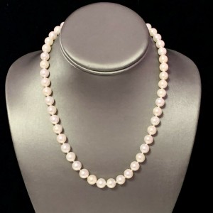 Akoya Pearl Necklace 14k White Gold 17" 8.5 mm Certified $4,990 114458