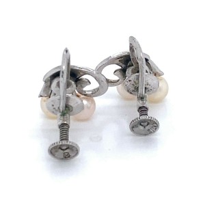 Mikimoto Estate Akoya Pearl Clip On Earrings Sterling Silver 4.94 mm M171